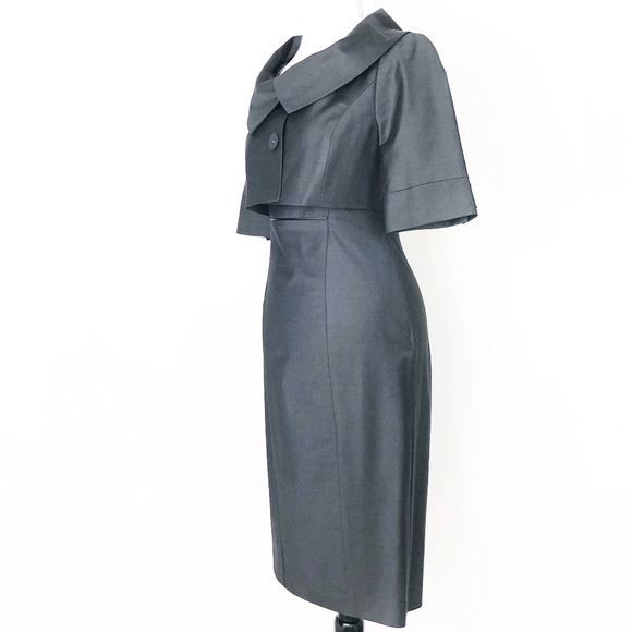 ✨sold✨bebe • gray wool cropped jacket + dress suit - Picture 2 of 8